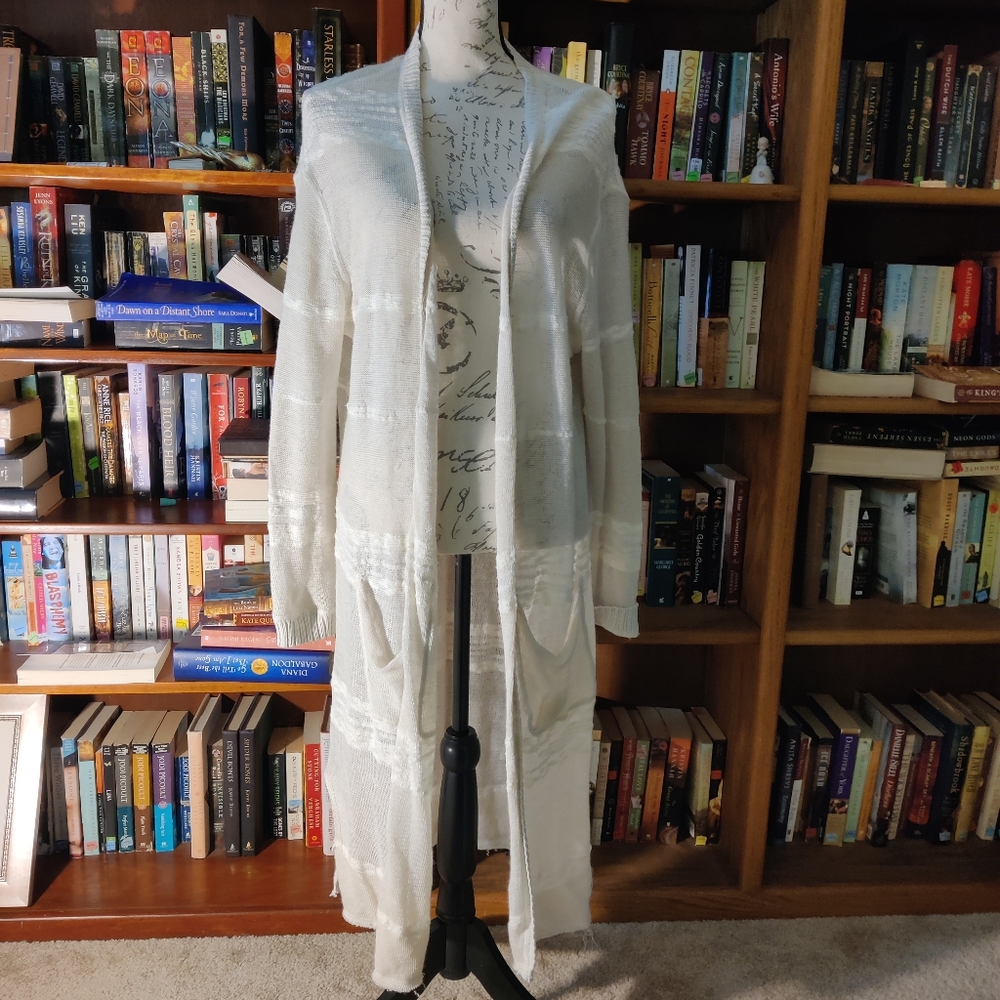 free people long knit cardigan size s cream